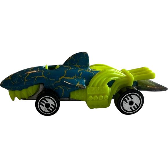 Hot Wheels Shark Bite Lightning Strike Teal & Neon Yellow Die-Cast Race Car - Picture 1 of 8